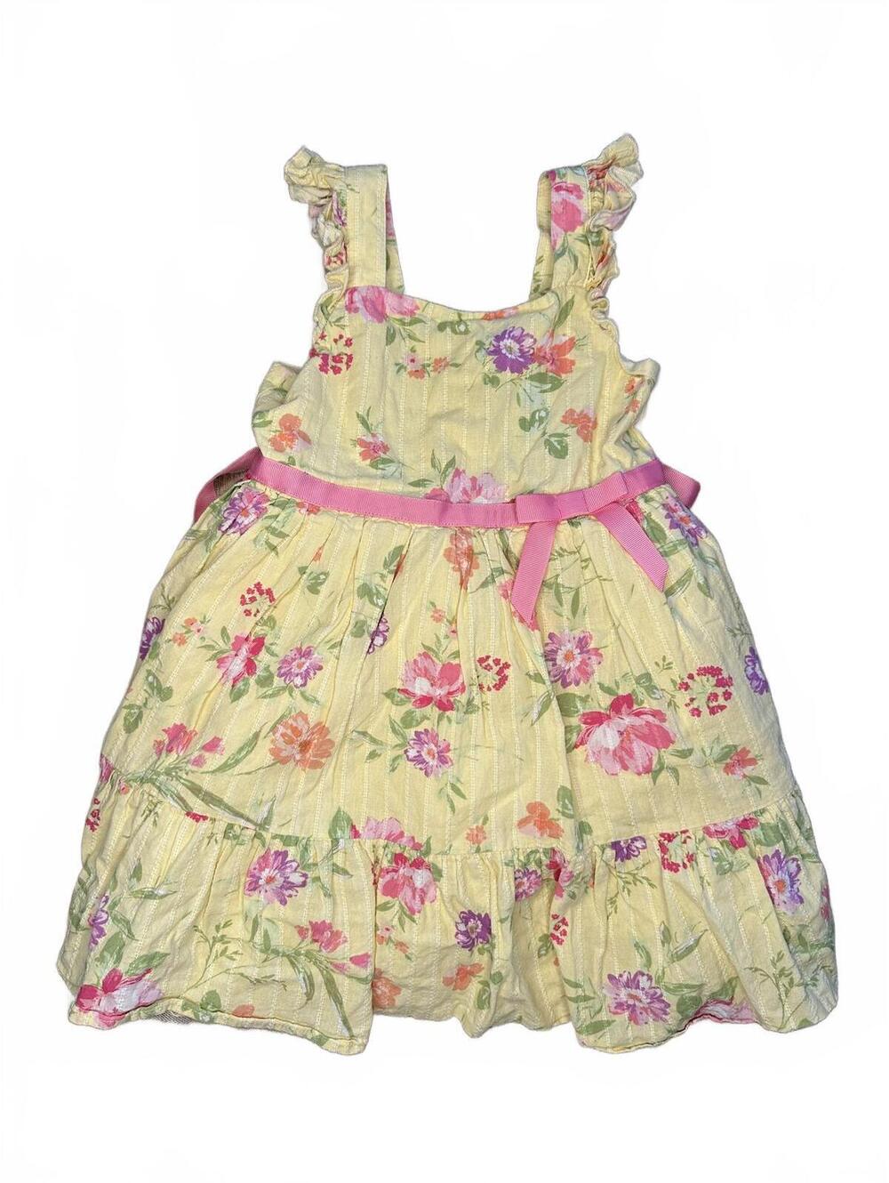 Zunie 4T Yellow Pink Floral Sleeveless Party Dress